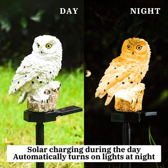 XURLEQ; Garden Solar Light Outdoor Decor, Resin Owl Solar LED Light with Stake, Animal Waterproof Light for Flower Fence Lawn Passage Walkway Courtyard Party Decoration, Owl; Category:Floral Supplies; Image:1